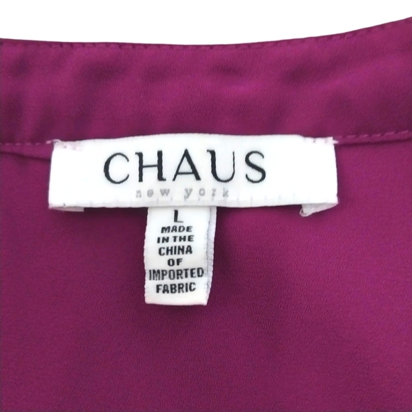 Purple Button Down Button Tab Top Sz L - Picture 5 of 5